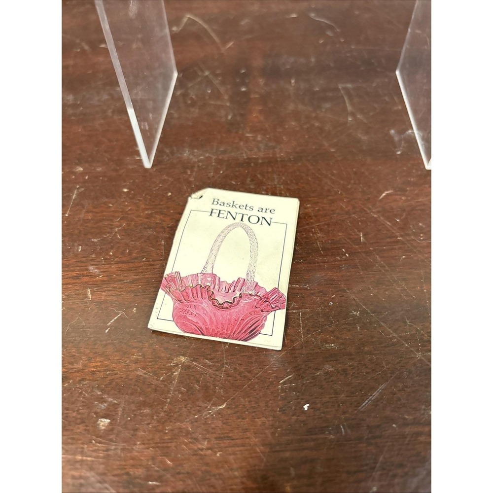 Vtg~Fenton~Strawberry Pattern Dusty Rose Handled Basket~W/Tag and Sticker - Picture 4 of 6